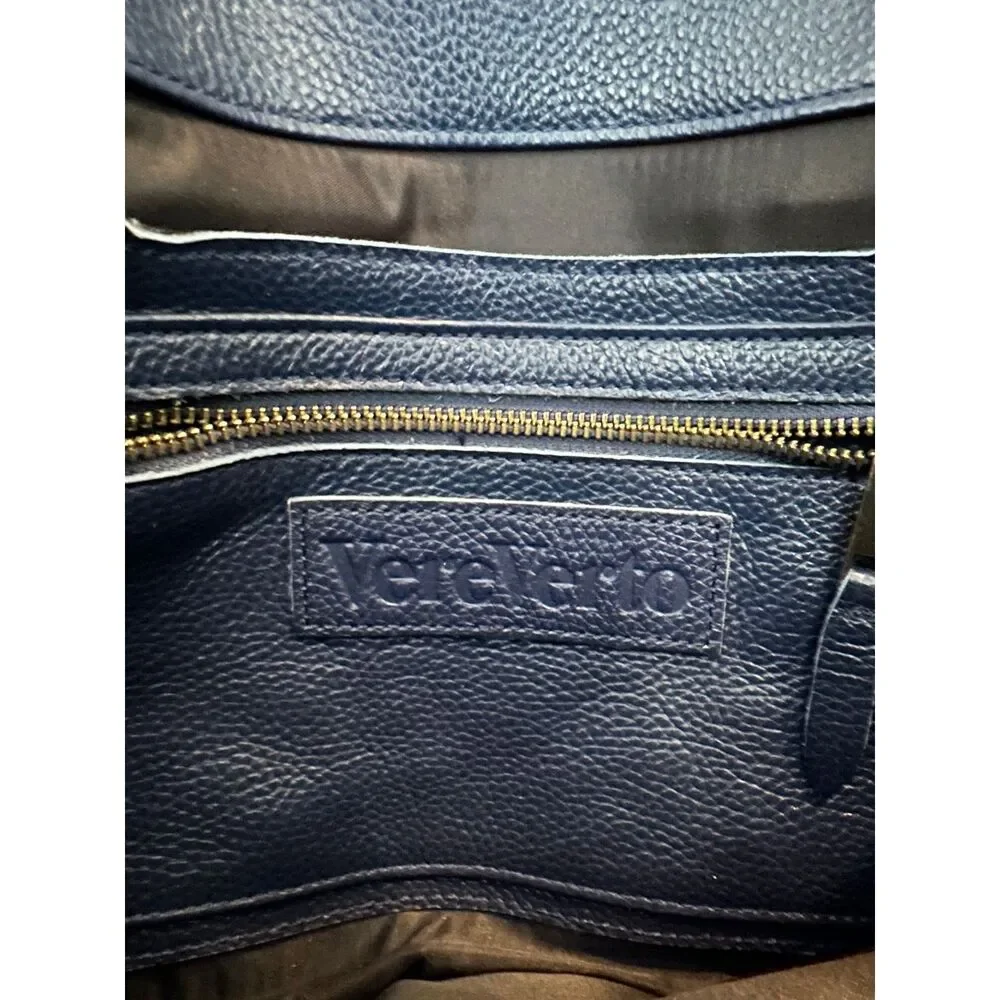 VereVerto Navy Pebble Leather Backpack